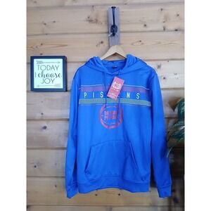 Ultra Game NBA Detroit Pistons Blue Graphic Pullover Hoodie Mens Size Medium